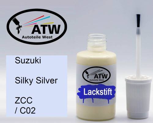 Suzuki, Silky Silver, ZCC / C02: 20ml Lackstift, von ATW Autoteile West.